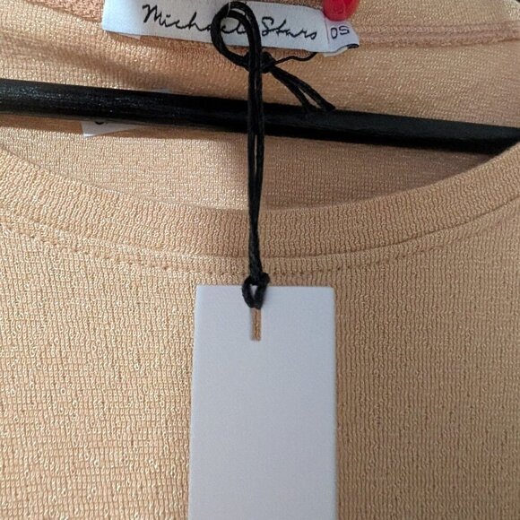 Michael Stars | Emil Long Sleeve Shine Tee In Light Gold - Picture 4 of 9